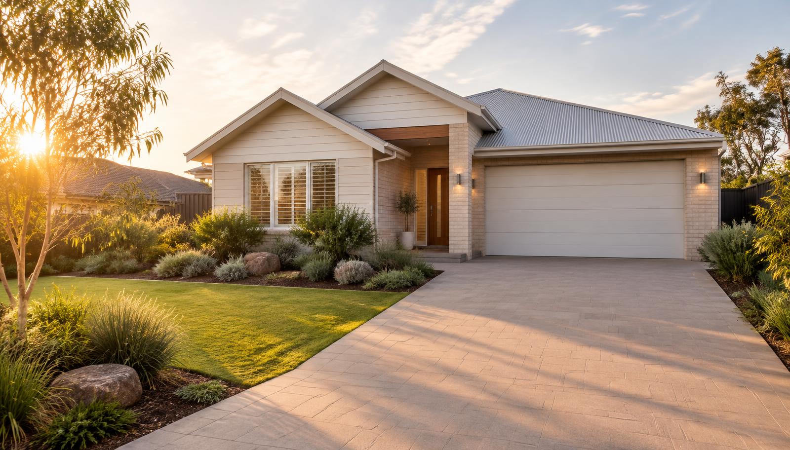 An empty garage and driveway at an Australian home