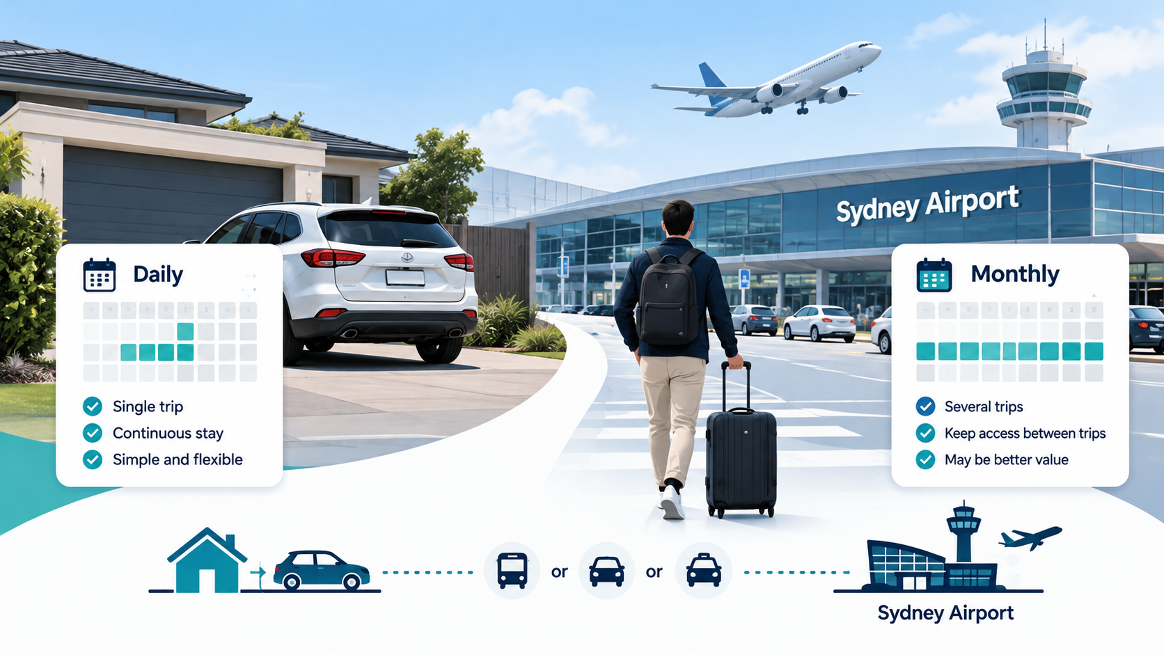 ydney Airport, Daily parking, Monthly parking, Private parking, Travel planning
