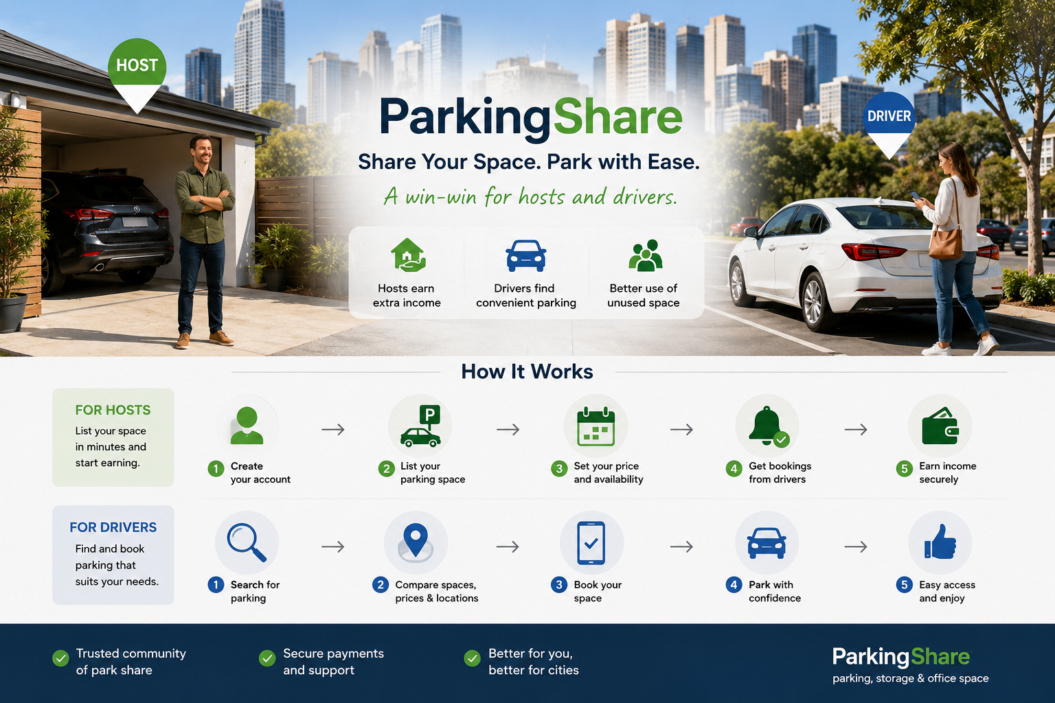 Parking space owner sharing a private parking spot with a driver in Australia